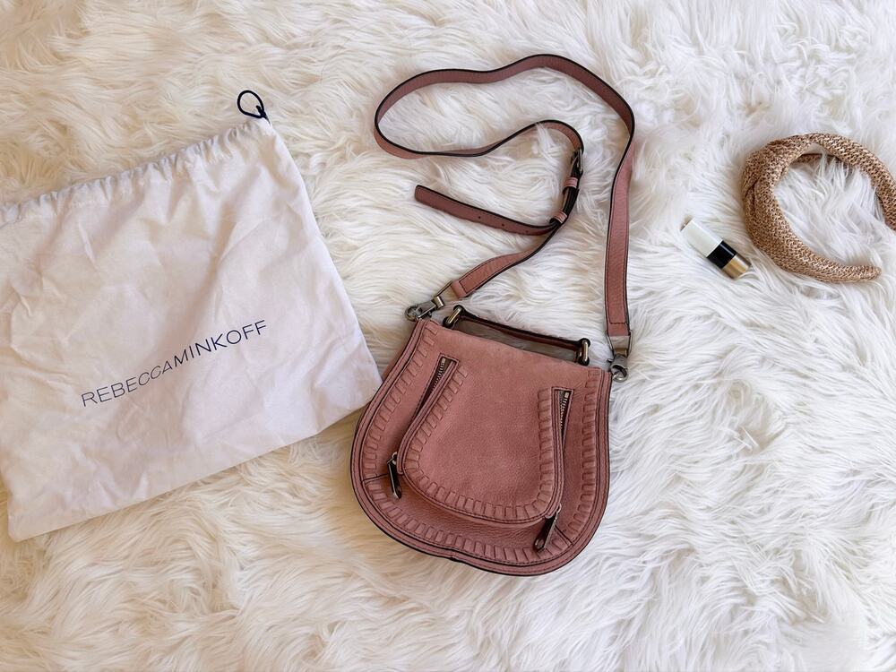Rebecca Minkoff Dusty Pink Suede Crossbody Saddle Bag